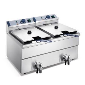 Commercial Fryer Machine 12L Electric 2-Tank Fryer Home Made Potato Chips Fryer Machine with Oil Draining Tap