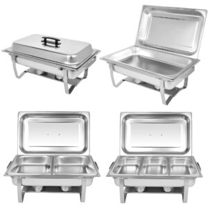Chafing Dish Buffet Set 4 Pack Stainless Steel Buffet Chafers Catering Food Warmers Set With 7 Trays