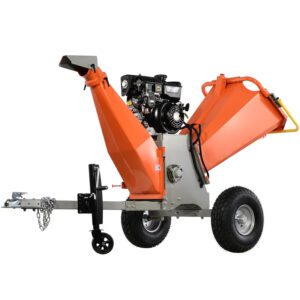 Heavy Duty Wood Chipper 420CC 15HP Gasoline Engine Powered Electric Start 6 Inch 150 mm Chipping Capacity Towable Wood Shredder