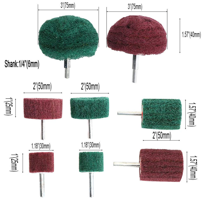 8PCS Non Woven Abrasive Buffing Polishing Wheel Drill Attachment Set,Scouring Pads Power Scrubber Cleaning Kit - Image 2