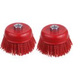 4 Inch Abrasive Filament Nylon Cup Brush for Angle Grinder, 5/8" 11 Thread, Nylon Wheel Brush for Grinders -Remove Rust, Corrosion, Paint, for Surface Pre-Treatment of Various Metals (2 Pack)