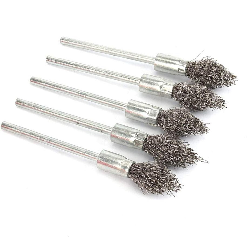 5Pcs Pointed Stainless Steel Wire Brushes Wheel kit for Drill with 1/4"shank 0.3mm for Removal of Rust/Corrosion/Paint
