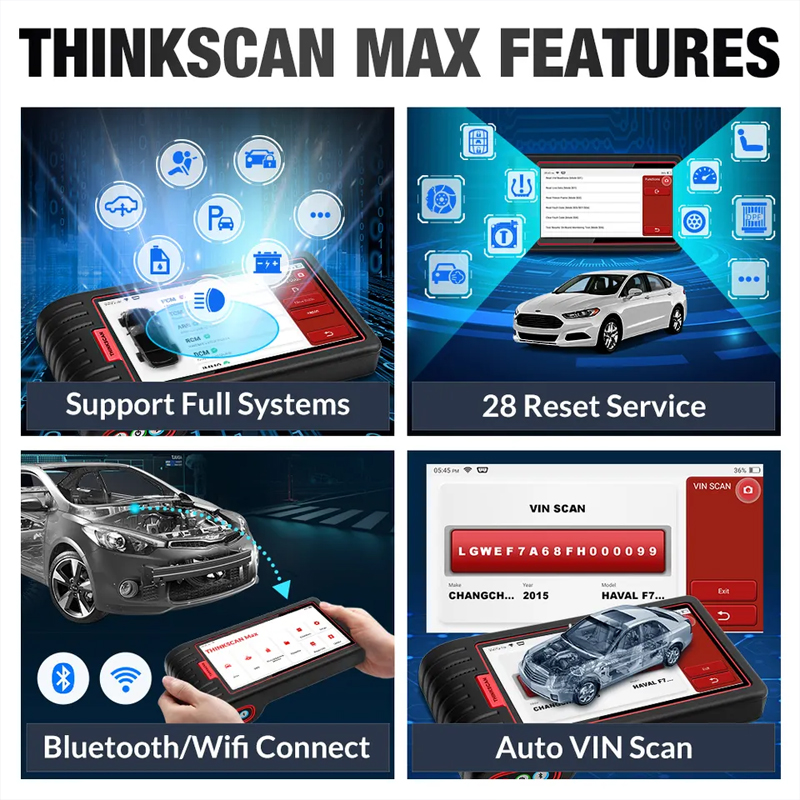 Thinkcar Thinkscan Max Auto OBD2 Diagnostic Tools Full System ECU Coding Bidirectional Control Supports 28 Reset Functions - Image 4