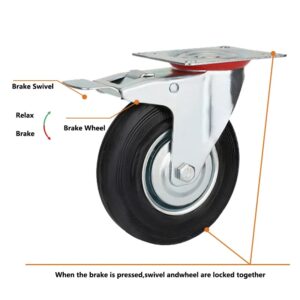 Casters Wheels 4 5 6 8 Inch Trolley Oil Proof Caster Wheel Swivel Brake