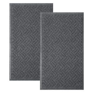 Front Door Mat 2 Pack Indoor and Outdoor Welcome Mat, Absorbent and Drain Away Water Heavy Duty Entryway Doormat for Front Back Doors, Laundry Rooms, Mudrooms and More, 29.5x17.5IN