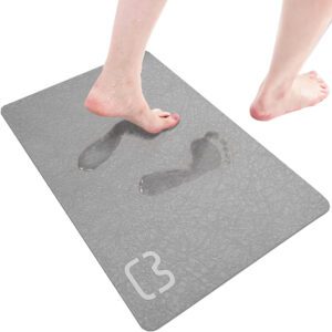 Simple-Thin Diatomaceous Bath Mat Bathtub mat，Soft & Comfort Touch Fast Drying& Non-Slip Shower Mat High Water Absorbency Bathroom Floor Mat, Machine Washable (15.7 x 23.6, Grey)