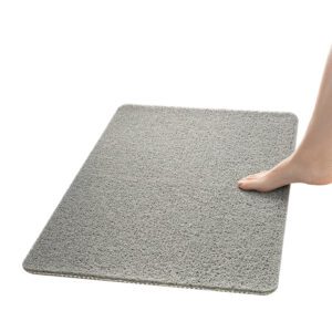 Shower Mats Non Slip Without Suction Cups, 15.7× 36 Inch, PVC Loofah Bathroom Mats, Loofah Mats for Shower and Bathroom, Quick Drying, Grey