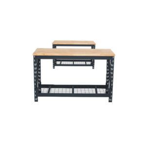 Metal Industrial Workbench Rubber Wood Worktop Work Table