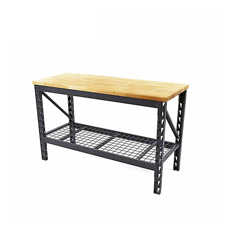 Metal Industrial Workbench Rubber Wood Worktop Work Table - Image 2