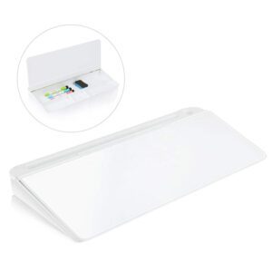 Small Desktop Glass Whiteboard 40×18×5.5cm Computer Keyboard Stand Whiteboard with Drawer Desk Organizers for Office