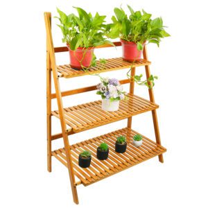 Outdoor Furniture Multi-layer Flower Stand Plant Shelf Bamboo Display Ladder Shelves 