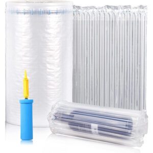 Inflatable Bubble Wrap Roll, 15.7 inch x131 Feet, Inflatable Air Pillow Column Wrap for Packaging Moving Shipping Delivering,Inflatable Air Column Bubble Bag Wine Bottle Protector with Free Pump