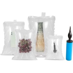 (100 Pack + Free Pump )3.9x9.8inch Clear Plastic Inflatable Air Packaging Bags Air Bubble Bag Suspension Packaging Air Pillows Air Cushions Buffer Bags Void Fill Cushioning for Shipping and Packaging