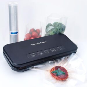 Vacuum Sealer Machine, Food Vacuum Sealer with Built-in Cutter and Bag Storage, 5-in-1 Vacuum System with Automatic Sealing, 85kPa Powerful Food Sealer for Meat, Jars, BPA Free Vacuum Bag Included