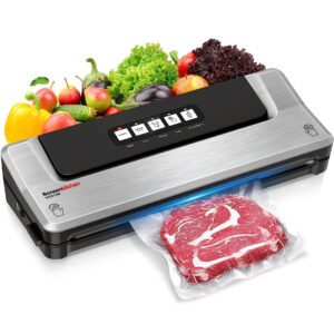Dry/Moist Vacuum Sealer Machine with 5-in-1 Easy Options for Sous Vide and Food Storage, Air Sealer Machine with 8 in x 50 ft Rolls 2 Pack Seal Bags