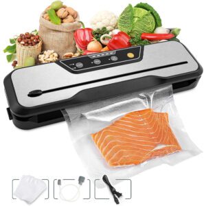 Vacuum Sealer Machine VS6612, 80Kpa Powerful Food Sealer Built-in Cutter with Sealing Bag and Hose, Vacuum Air Sealing System for Seal a Meal and Sous Vide