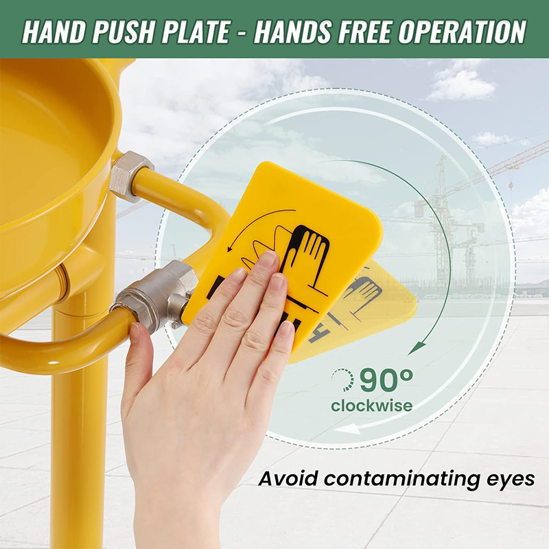 Emergency Eye Wash Station Pedestal Mounted Stainless Steel Eyewash Station Adjustable Water Flow with Eye Wash Sign - Image 4