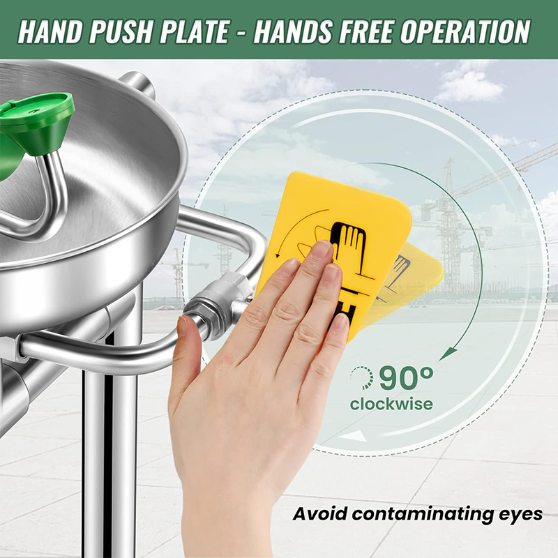 Pedestal Mounted Eye Wash Station Emergency Eyewash Station Adjustable Water Flow Stainless Steel Eye Washing Station - Image 4