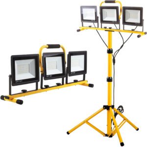 21000 Lumen Work Lights with Stand, 3 Adjustable Head LED Work Light, with Adjustable and Foldable Tripod Stand, Waterproof Lamp with Individual Switch with 6500 Kelvin Color Temperature
