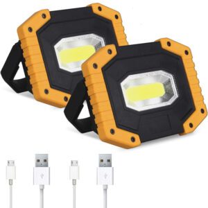 Rechargeable LED Work Light 2 Pack, COB 30W 2000LM Portable LED Work Light Battery Work Light Cordless Waterproof Work Light for Outdoor Camping Hiking