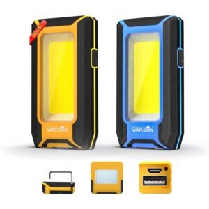 LED Work Light Rechargeable, Magnetic COB Portable Worklights, 40w 1500 Lumens,Metal Hanging Hook 3 Lighting Modes, Job Site Lighting for Car Repairing,Camping,Hunting