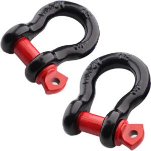 2Pcs 1/2 Inch D Ring Shackle, D Shackle Rugged 12 Ton(26,455 lbs)