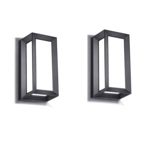18W Outdoor Porch Light 1800Lm 6000K LED Exterior Modern Wall Light Matte Black Outdoor Wall Light Led Wall Mount IP65 Waterproof for Garage Walkway Backyard Garden (2 Pack)