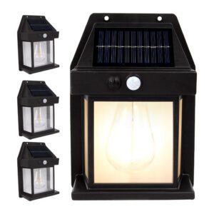 4PCS Solar Fence Lights, Motion Sensor Outdoor Lights,Outdoor Solar Wall Lights 600LM, 1800mah Suitable For Patios, Porches, Garage.