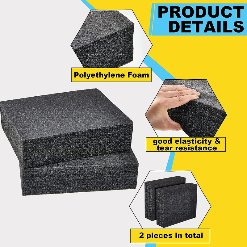Customizable Polyethylene Foam Black Packing Foam Inserts for Cases Thick Polyethylene Foam Sheet for Packaging and Crafts, 12" x 10" x 3.125" (2 Pcs) - Image 3