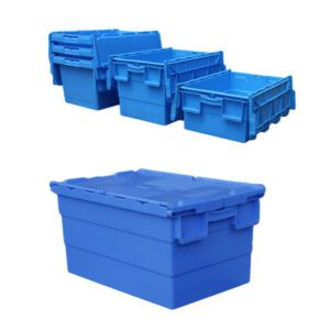 Nestable and Stackable Plastic Container Attached Lid Logistics Box