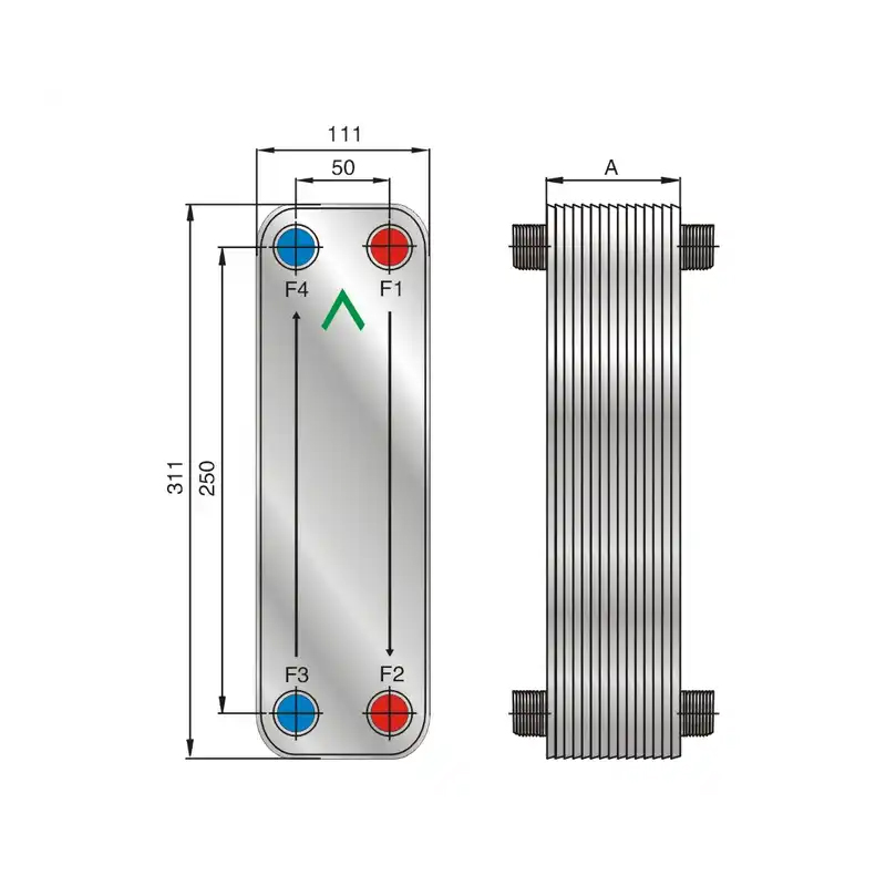 FHC028 is Equal to CB27 brazed heat exchanger for water-to-water - Image 3