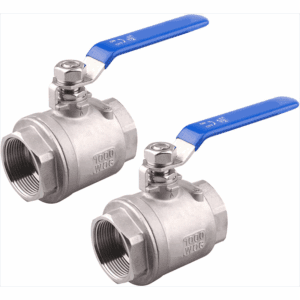 2-Pack 304 Stainless Steel 1-1/2" NPT Heavy Duty Ball Valves for Water, Oil and Gas with Blue Locking Handles