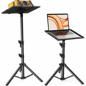 Projector Stand Tripod, 21" to 45" Height Adjustable Laptop Stand, Portable Tall Projector Stand, 90 Degree Tilt with Spikes for Outdoor Movies, Camping, Office, Home, Stage or Studio, DJ Stand