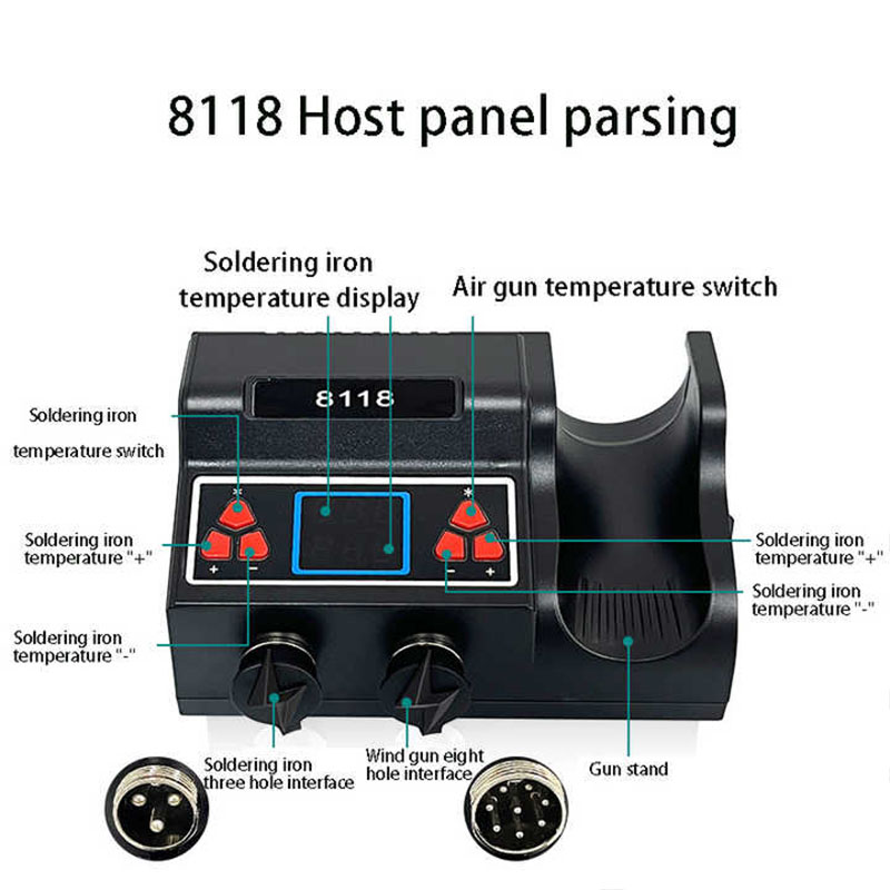 2-in-1 8118 Welding Table 700W High Power Digital Display Hot Air Gun Soldering Iron with Welding Maintenance Station - Image 3