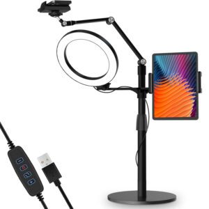 3-in-1 Live Stand Selfie Desktop Live Height Adjustable Stand Compatible with 3.5-13" Tablet Phone