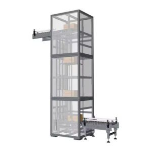 Warehousing Productivity Vertical Belt Lift Conveyor Continuous Vertical Lifting Pallet Conveyor Transfer System