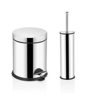High Quality Stainless Steel WC Cleaning Set With Toilet Cleaning Brush Tube and Pedal Trash Bin