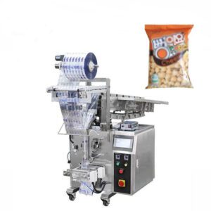 Small Vertical Bucket Quantitative Granules Packing Machine - Precise Quantitative Filling and Packaging - Ideal for 50g/100g Stand - up Pouch Packaging of Food Products like Cheese and Popcorn