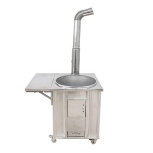 Mobile Outdoor Picnic Camping Stove with Chimney and Water Tank for Cooking and Burning Wood