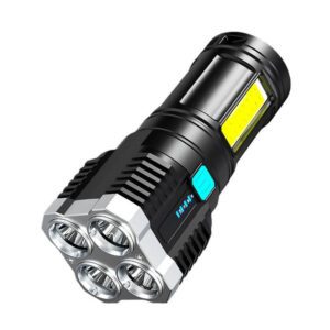 4-Core High-Power LED Flashlight, Rechargeable, Ultra-Bright for Camping and Emergency