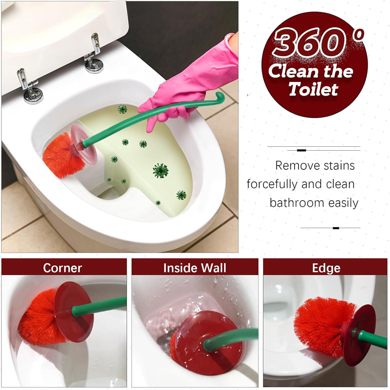 Red Cherry Toilet Brush Set Deep Cleaning Restroom Supplies - Image 3
