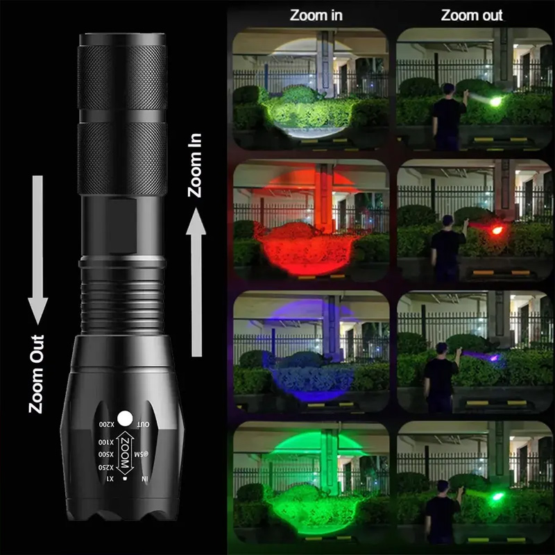 4 Mode Multi-Function LED Flashlight - W/R/B/G Waterproof - Image 2