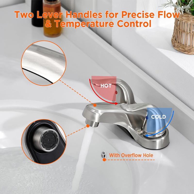 Restroom Supplies Brushed Nickel Faucet for Bathroom Vanity - Image 3
