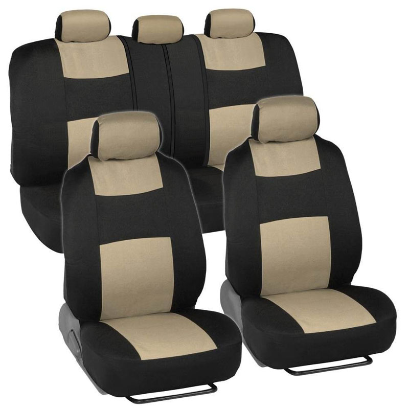 Universal Fit 9-Piece Car Seat Cover Set Flat Fabric Zipper - Image 2