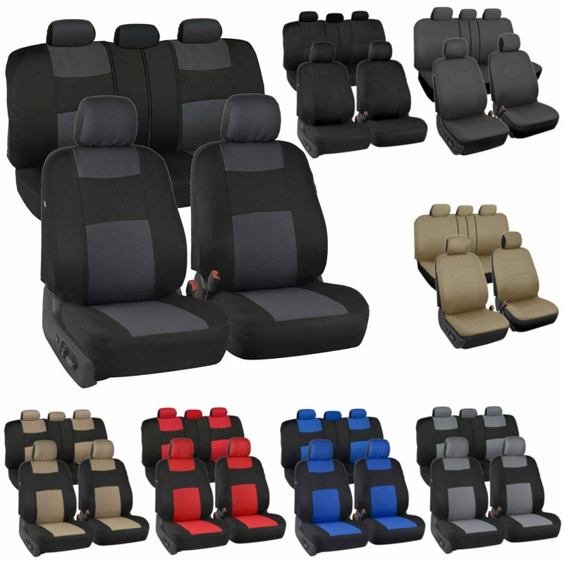 Universal Fit 9-Piece Car Seat Cover Set Flat Fabric Zipper - Image 3