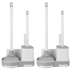 Restroom Supplies Space-Saving Toilet Brush and Plunger Set