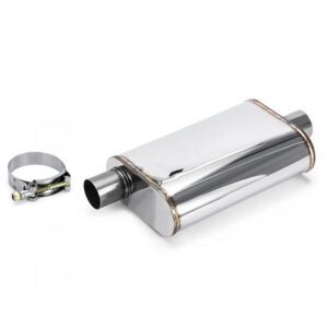 2.5"-3.0" Exhaust Intake Muffler SS Oval 14" Body Dual Outlet