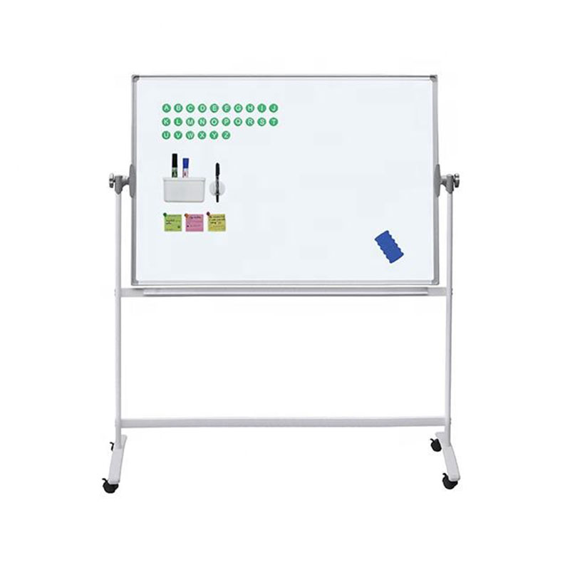 High-Quality Mobile Whiteboard Easel with Double-Sided Rotation, Magnetic Stand and Wheels
