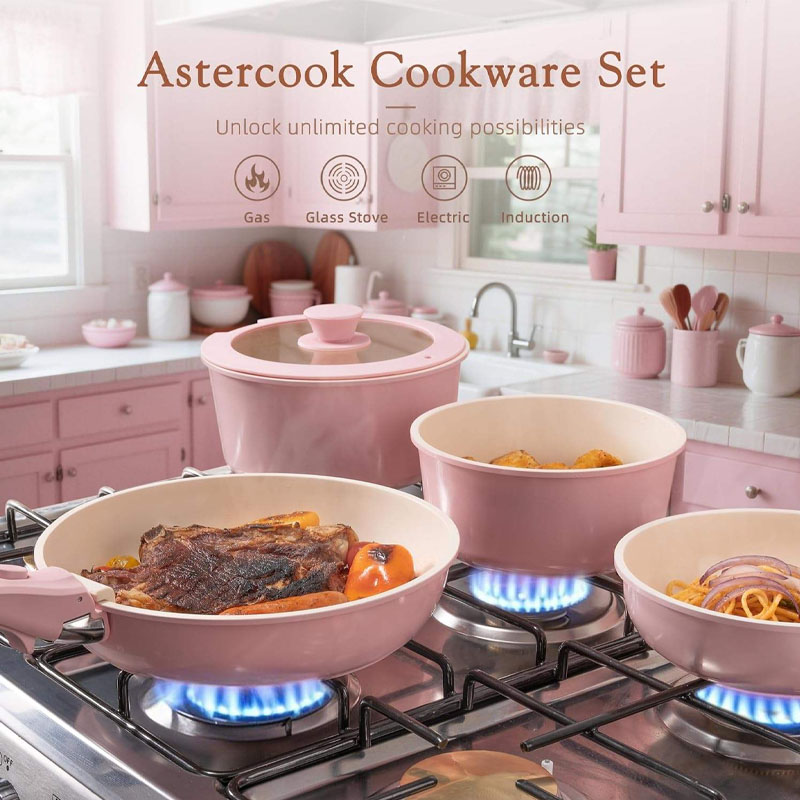 21 Pcs Detachable Handle Non-Stick Cookware Set RV Kitchen - Image 2