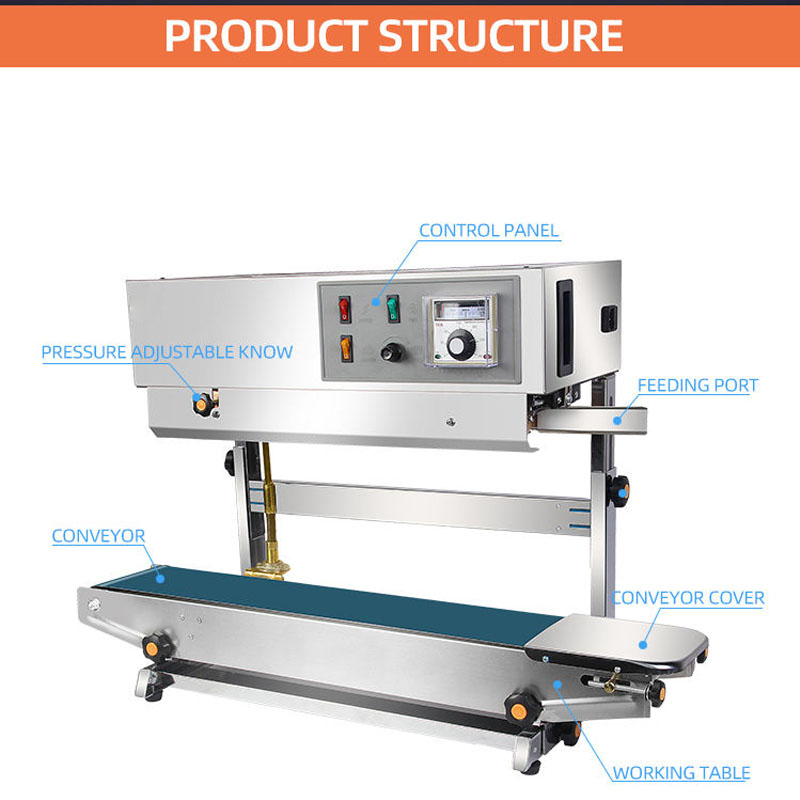Stainless Steel 700W Horizontal Poly Plastic Bag Sealing Machine - Image 2